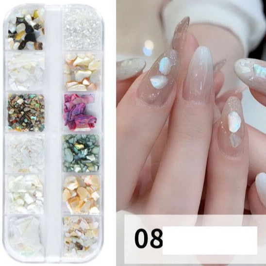 12 Grids Nail Decoration - Shell - #08