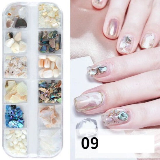 12 Grids Nail Decoration - Shell - #09