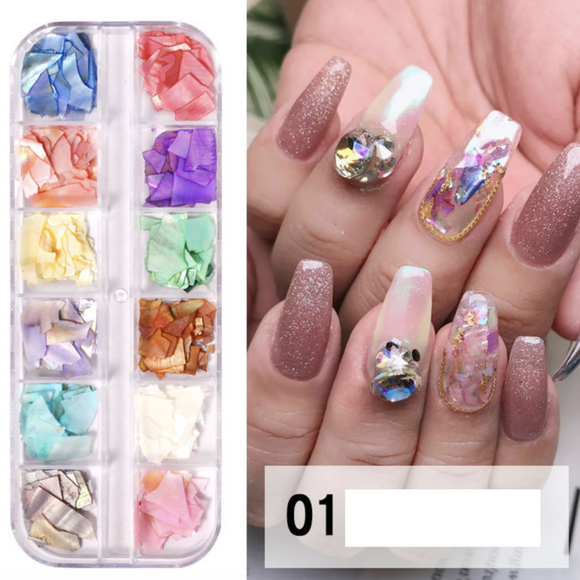 12 Grids Nail Decoration - Shell - #01