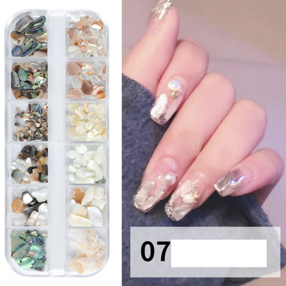 12 Grids Nail Decoration - Shell - #07
