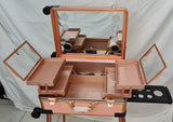Make-up Trolley Bag/Case With Lights and Blue Tooth Speaker - Rose Gold