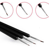 Drawing / Striping Brush - Black - 3pcs