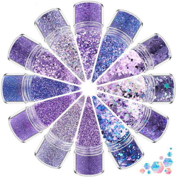 Glitter - 10g x 12pcs - Purple