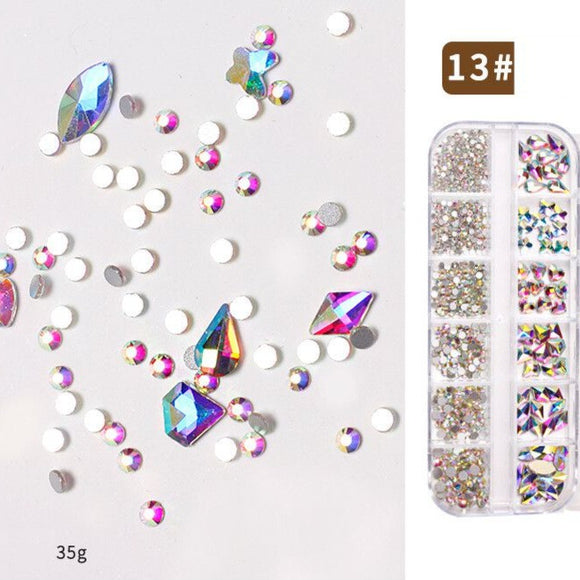 Rhinestones - Flat Bottom - AB Silver - Mix Shapes