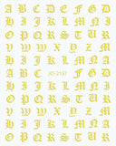 Nail Sticker - Alphabet - Gold