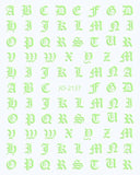 Nail Sticker - Alphabet - Neon Green