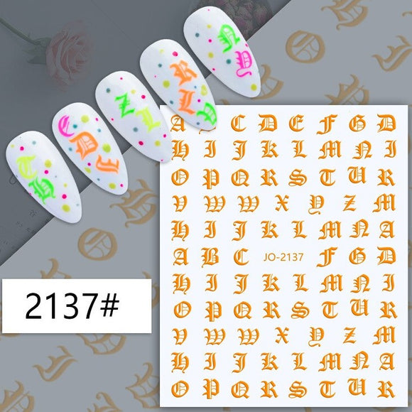 Nail Sticker - Alphabet - Neon Orange