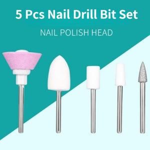 Nail Polishing Manicure Drill Bit Set - 5pcs