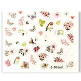 Nail Sticker - Birds And Flowers - (Z-D2668)