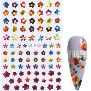 Nail Sticker - Laser - Flowers - (L019)