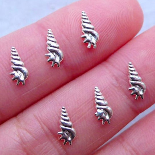 Metal Nail Jewelry - Silver Long Shell - 20pcs