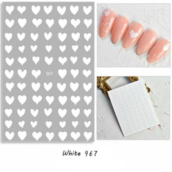 Sticker - (967) - White Hearts
