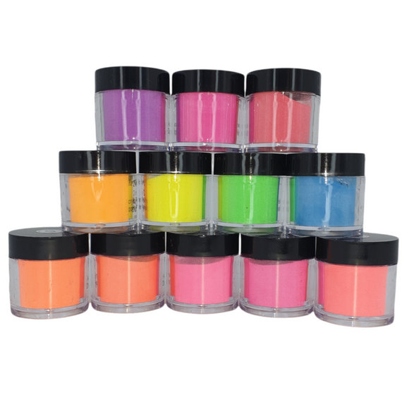 2 in 1 Acrylic and Dipping Powder - Neon Colours - 12pcs 