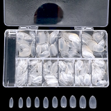 Almond - Short Full Cover Nail Tips - 500pcs - Clear - Box