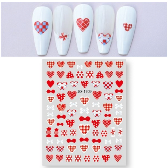 Nail Sticker - Hearts - (JO-1709)