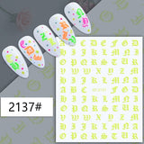 Nail Sticker - Alphabet - Neon Yellow