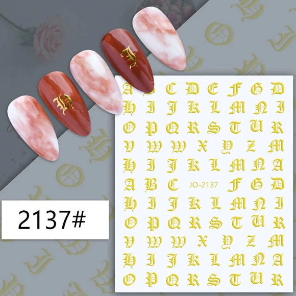 Nail Sticker - Alphabet - Gold