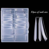 Coffin - XL Long Full Cover / Press On Nail Tips - 120pcs - Box - Clear