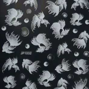 Nail Sticker - Angel Fish - White