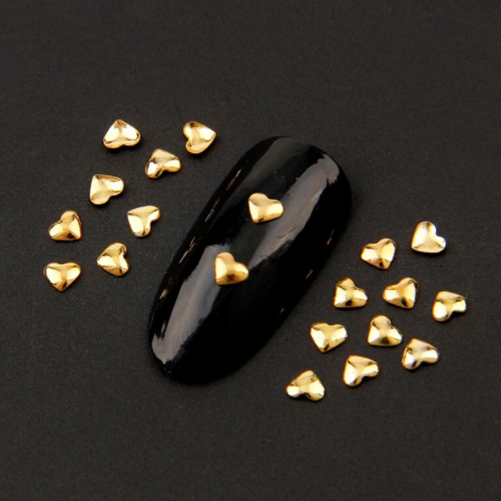 Metal Nail Jewelry - Gold Heart - 20pcs