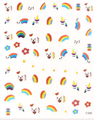 Sticker - (T-508) - Rainbows, Unicorns and daisies