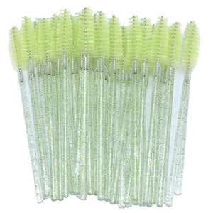 Mascara Wands / Spoolies - 50pcs - Green Glitter