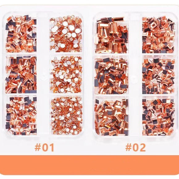 Rhinestones - Flat Bottom 6 Grid - Orange